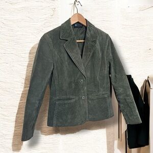 Vintage leather Women's Olive Green Blazer coat M coastal western prairie